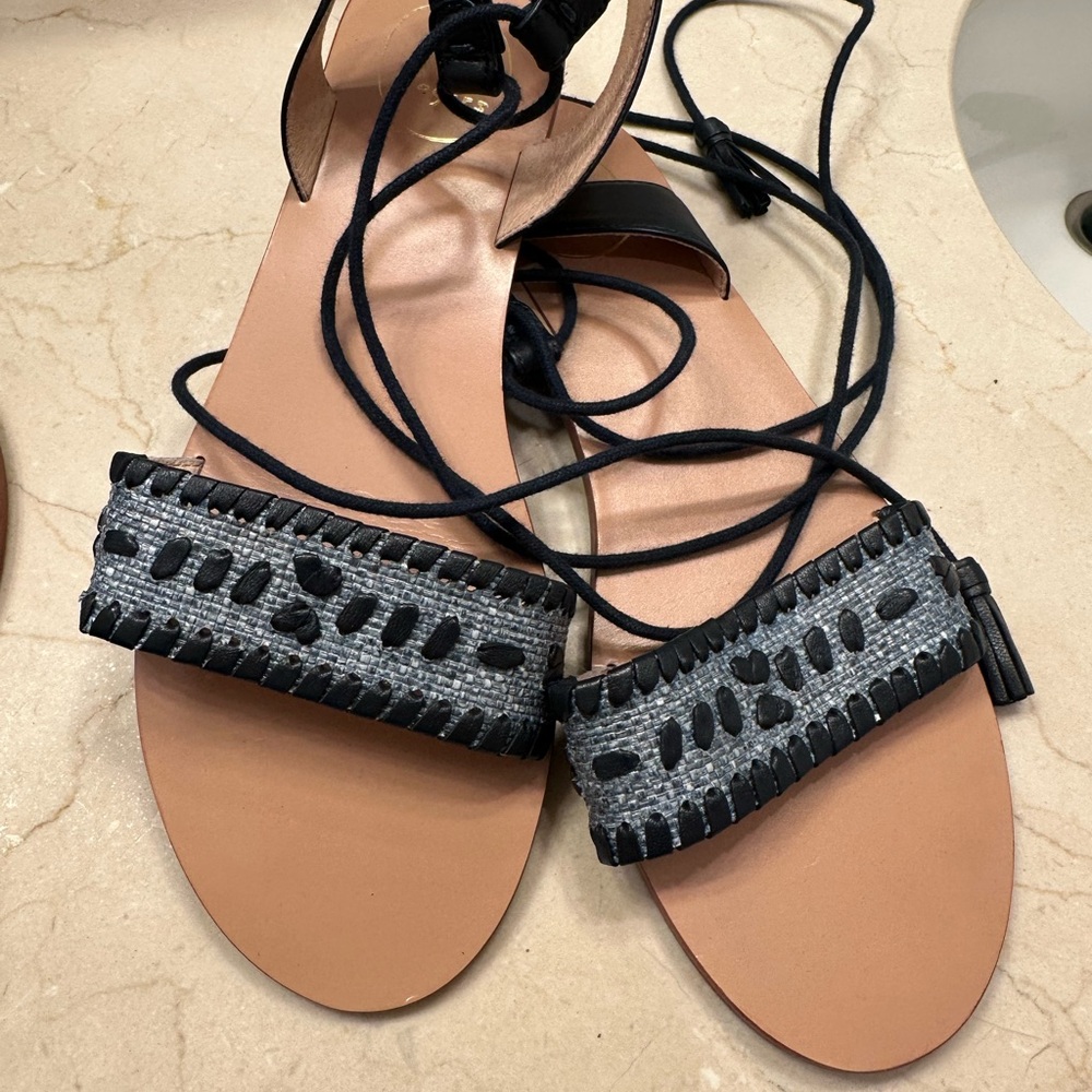 Jack Rogers Navy Lace Up Sandals with Geometric Design